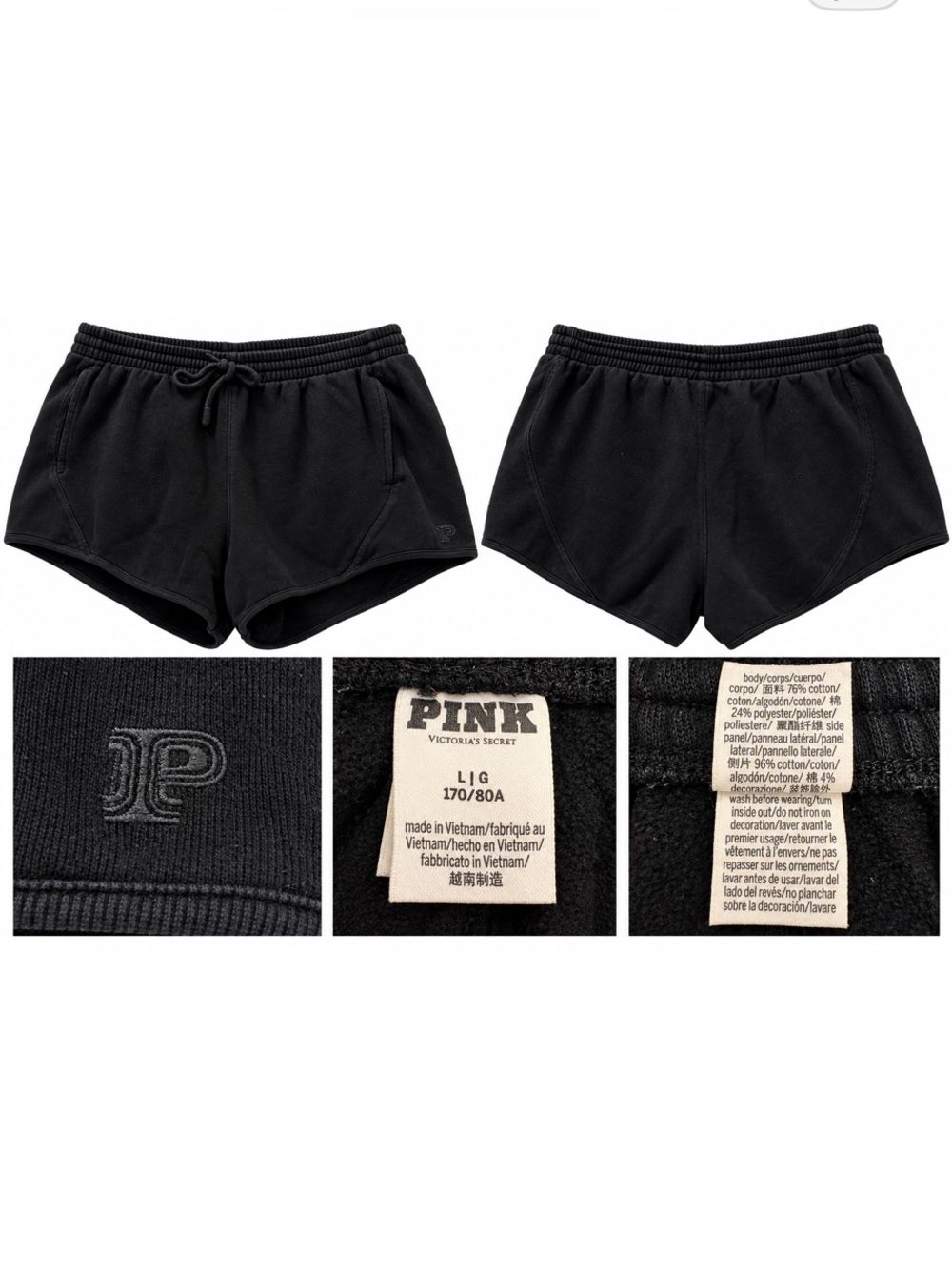 Victoria’s Secret PINK Black Drawstring Lounge Shorts Size Large